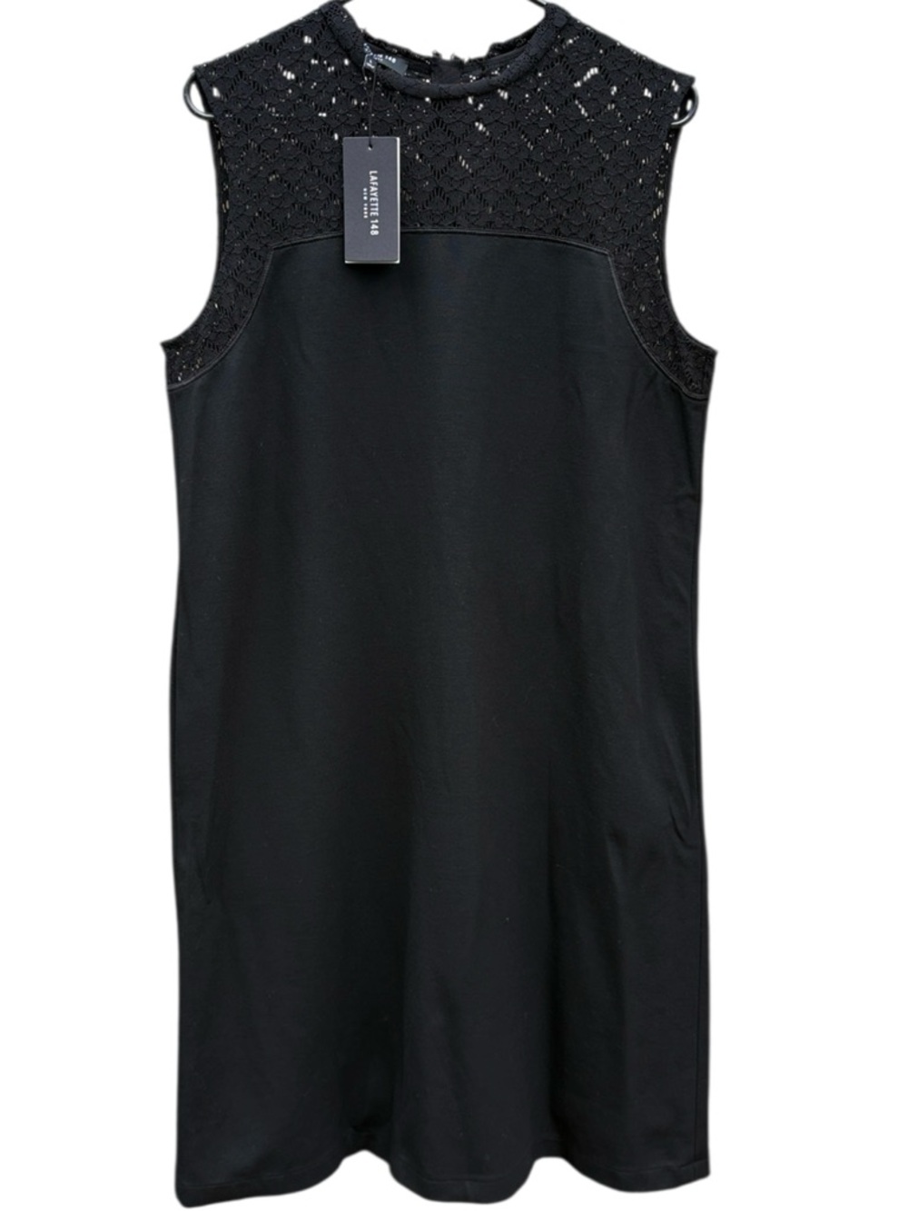 NWT Lafayette 148 New York Black Knit Jersey Shift Dress Black Large Retail $498